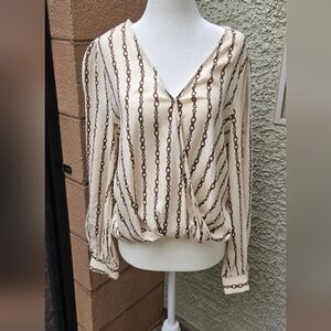 All In Favor Surplice Chain Print Blouse